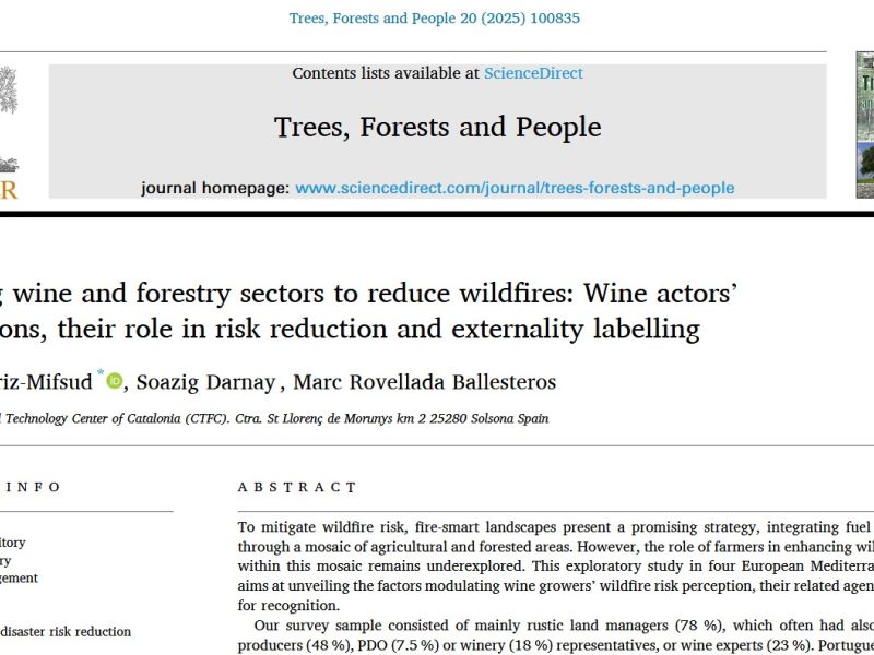 Research: Bridging wine and forestry sectors to reduce wildfires